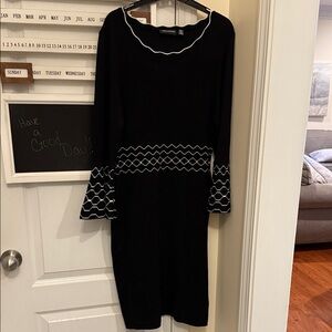 Nina Leonard Black Dress with White Trim